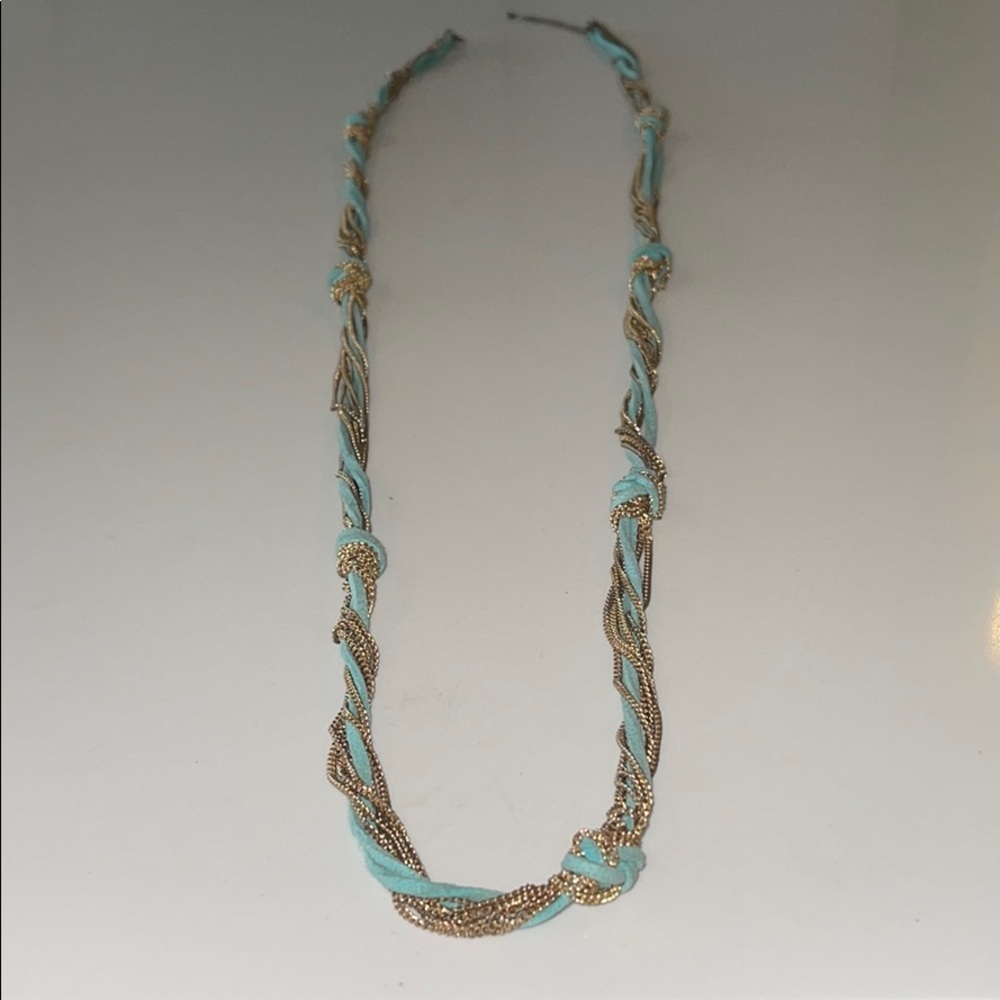 Blue and gold simple necklace.